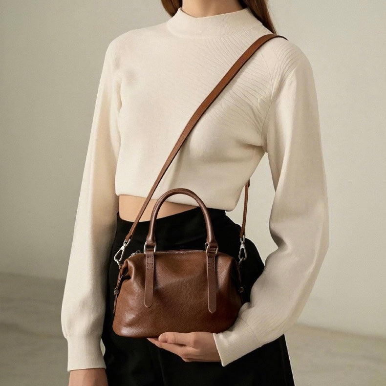 Top-Grain-Leder Vintage Fashion Kissen Handtasche Umhängetasche
