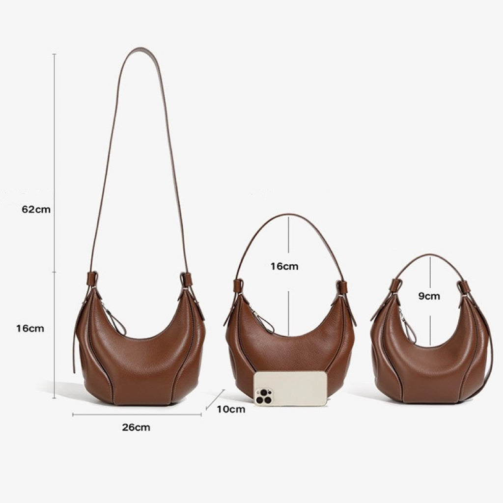 Damen Echtleder Niche Crescent Vintage Schulter-Umhängetasche