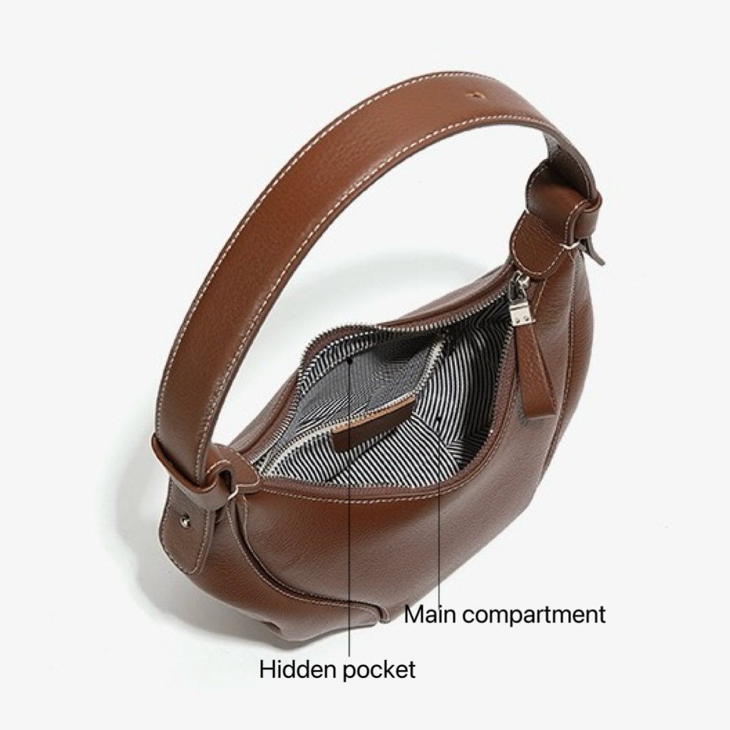 Damen Echtleder Niche Crescent Vintage Schulter-Umhängetasche