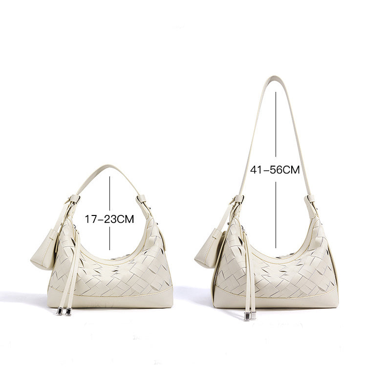 Bolso de hombro y bandolera trenzado de cuero genuino para mujer