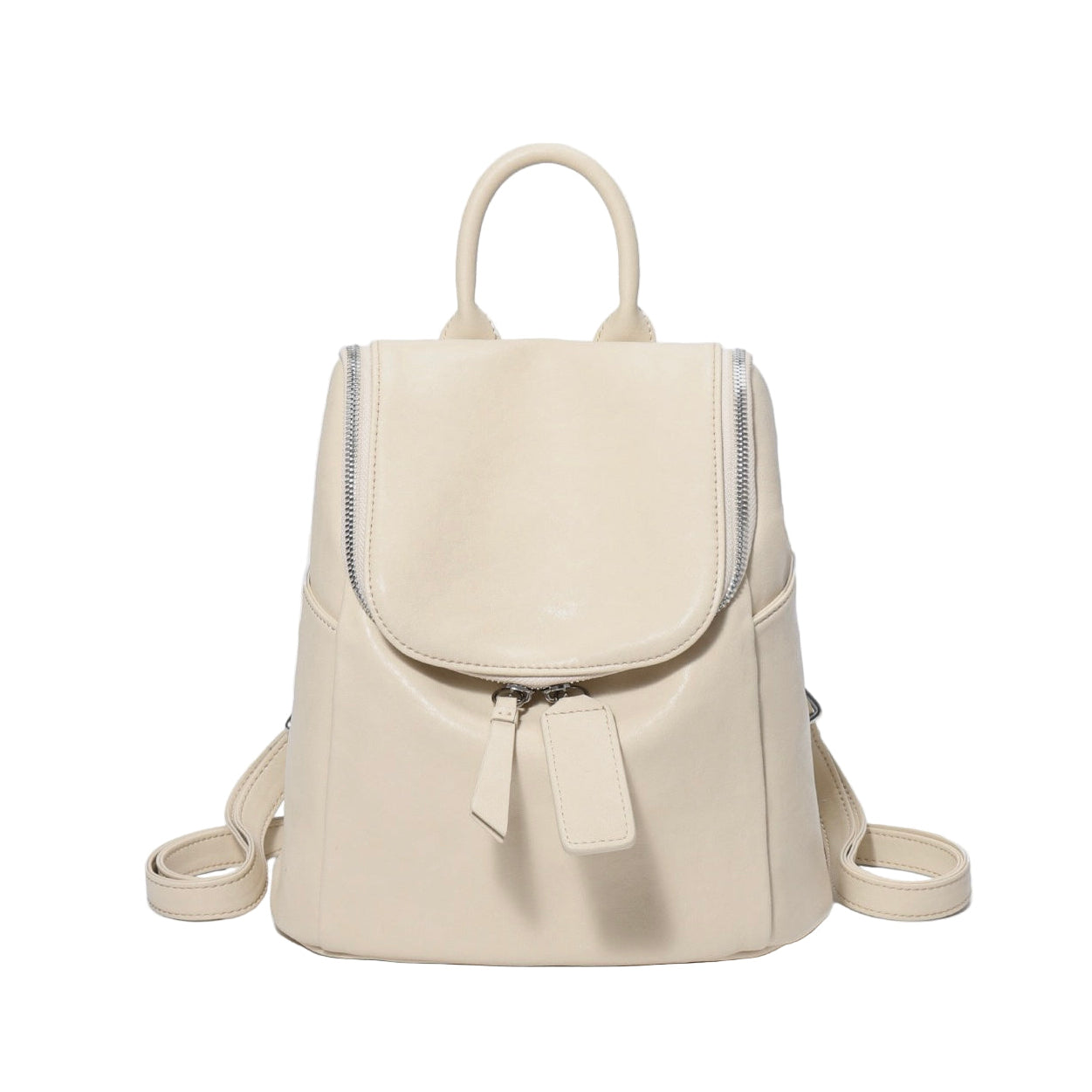 beige genuine leather backpack Minimalist Timeless Creamy Genuine Leather Backpack