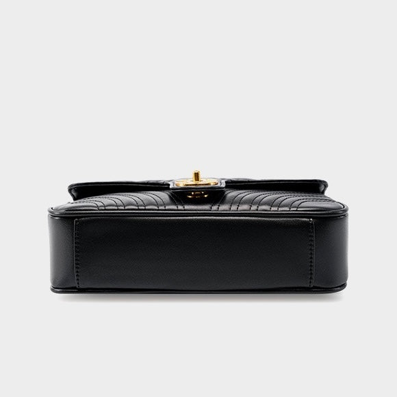 Sac bandoulière en cuir véritable pour femme avec chaîne et diamants Love