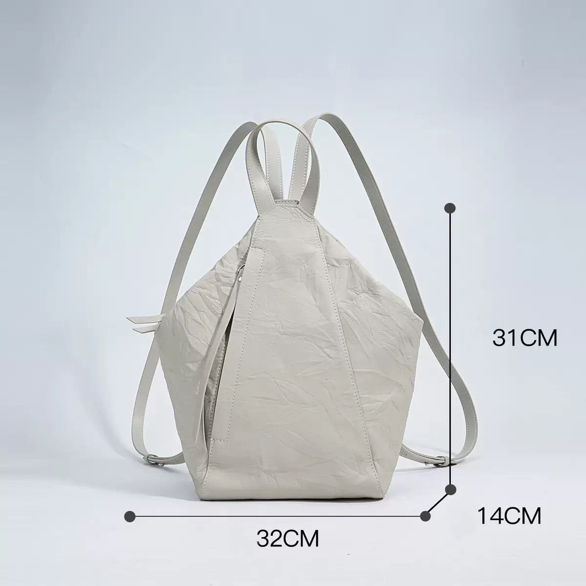 Women’s Genuine Leather Niche Pleated Convertible Backpack