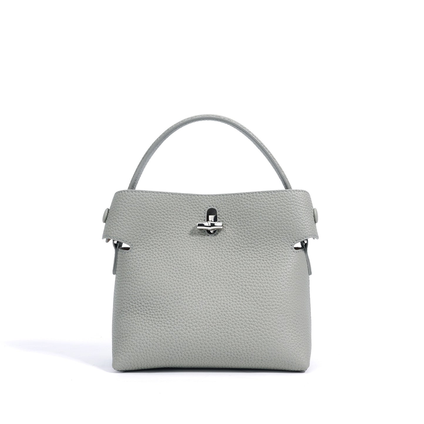 Women's Genuine Cowhide Elegant Bucket Bag Bamboo Handle Tote