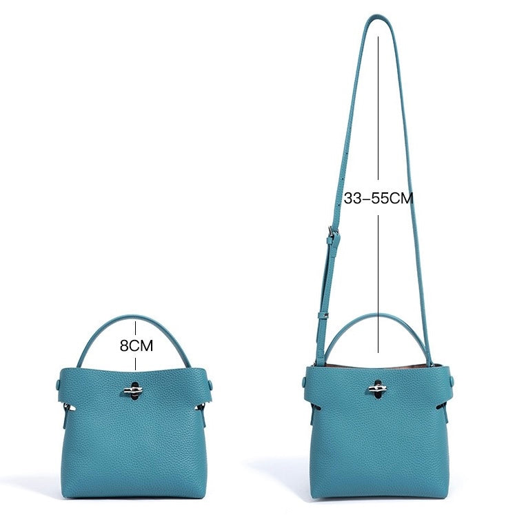 Women's Genuine Cowhide Elegant Bucket Bag Bamboo Handle Tote