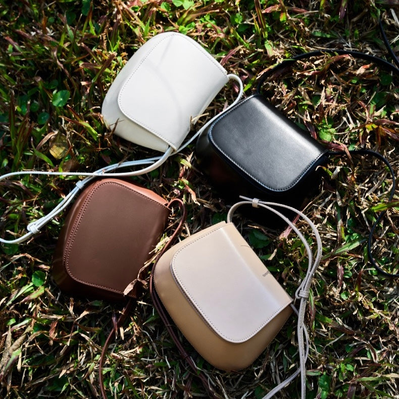 Bolso bandolera tipo cubo de cuero genuino para mujer, elegante y chic