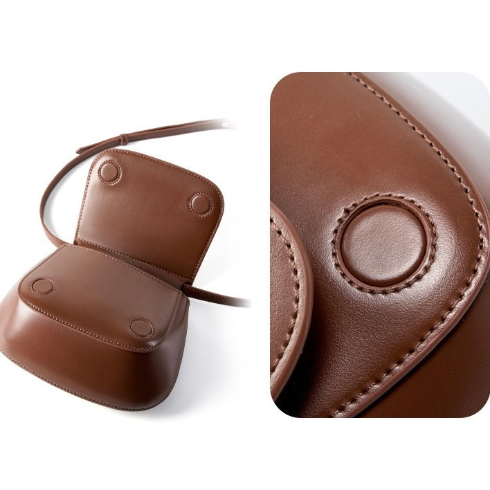 Bolso bandolera tipo cubo de cuero genuino para mujer, elegante y chic