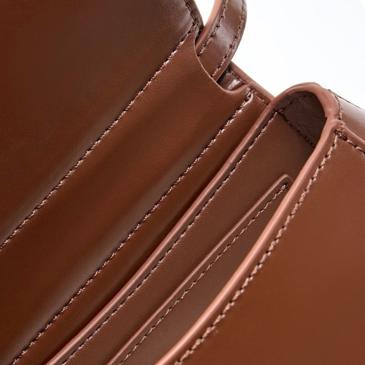 Bolso bandolera tipo cubo de cuero genuino para mujer, elegante y chic