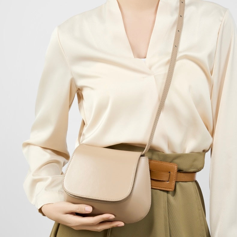 Bolso bandolera tipo cubo de cuero genuino para mujer, elegante y chic