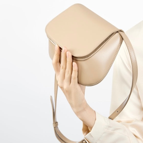 Bolso bandolera tipo cubo de cuero genuino para mujer, elegante y chic