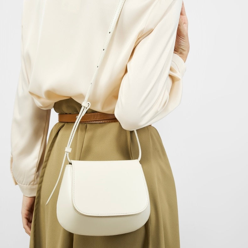 Bolso bandolera tipo cubo de cuero genuino para mujer, elegante y chic