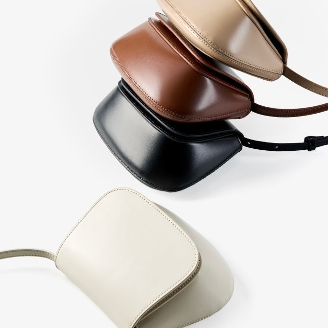 Bolso bandolera tipo cubo de cuero genuino para mujer, elegante y chic