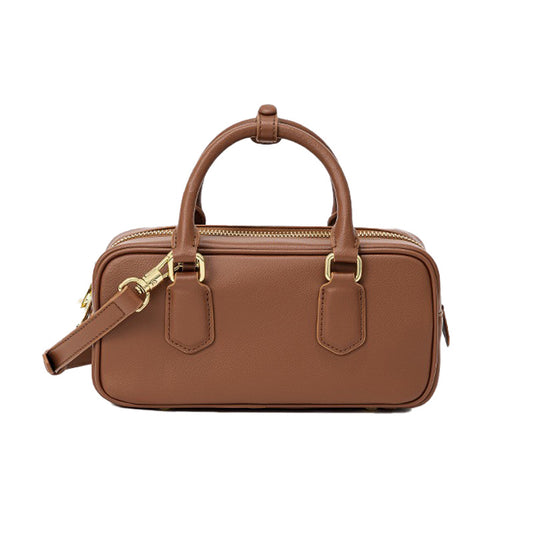 Beg Tangan Crossbody Bahu Tunggal Kulit Asli Wanita Bowling Boston Vintage