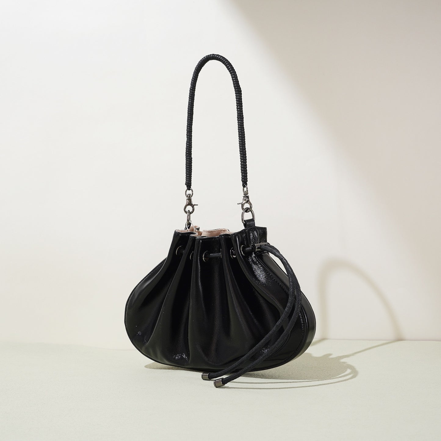 Women's Sheepskin Drawstring Small Handbag Crossbody Bag