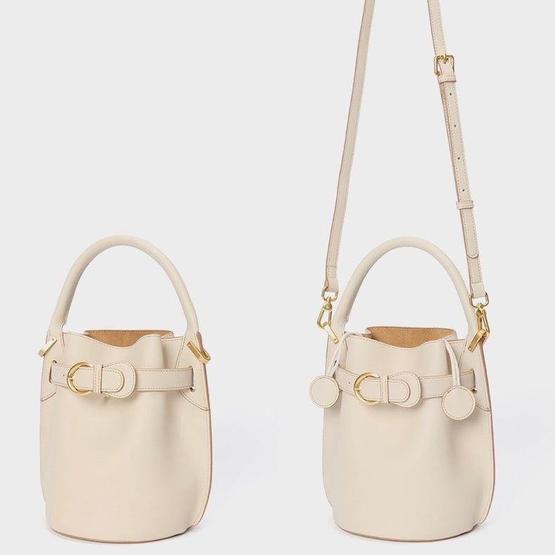 Sac à main seau élégant et raffiné en cuir véritable pour femme