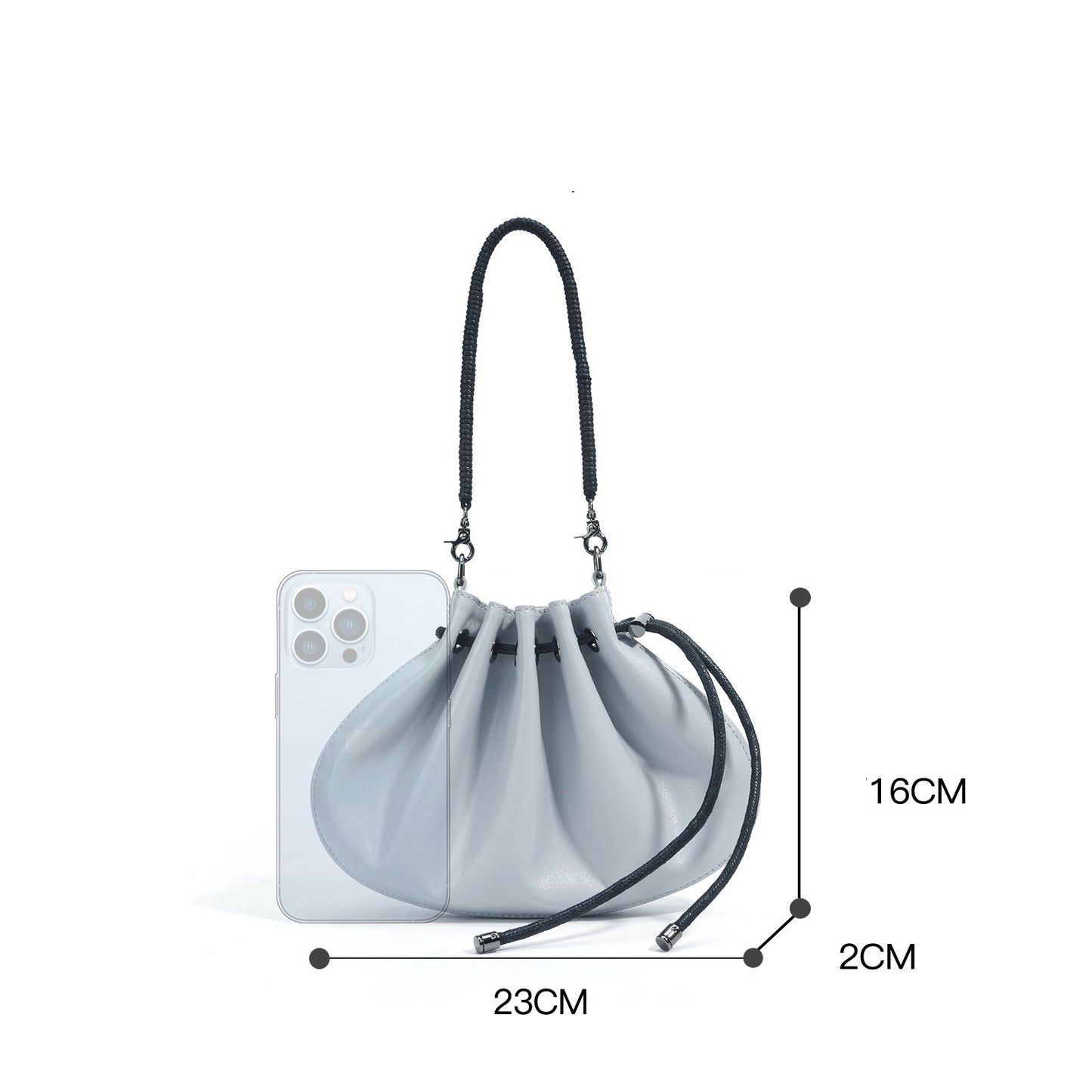 Women's Sheepskin Drawstring Small Handbag Crossbody Bag