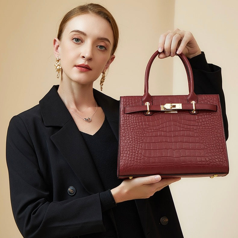 Sac fourre-tout classique en cuir véritable pour femme
