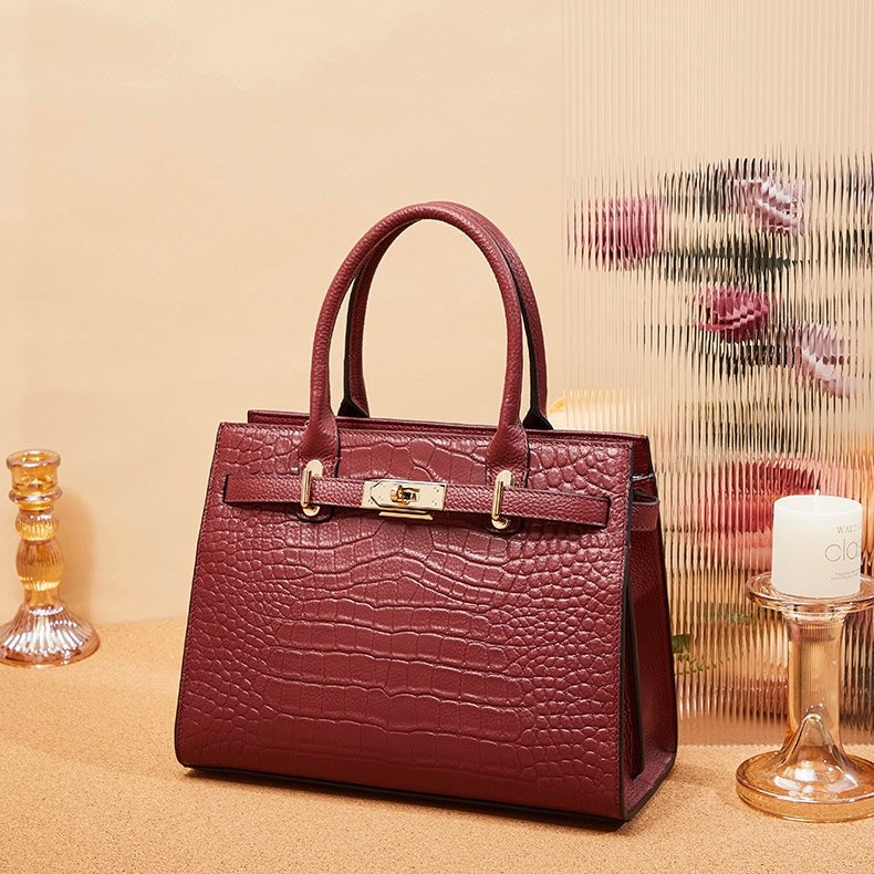 Sac fourre-tout classique en cuir véritable pour femme