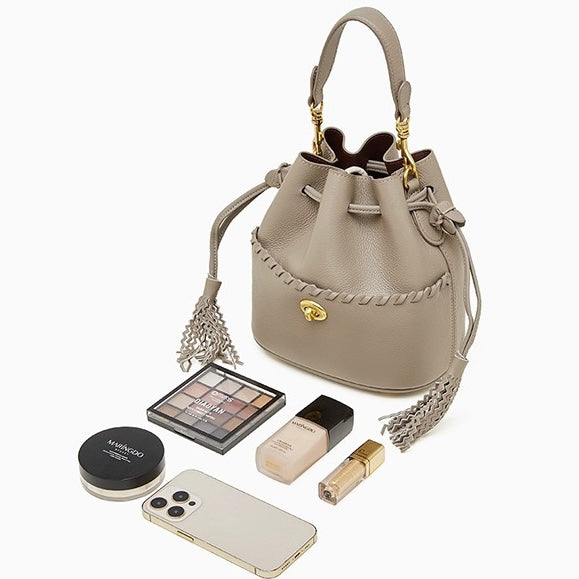 Damen Echtleder Neue Bucket Fringe Handtasche Umhängetasche