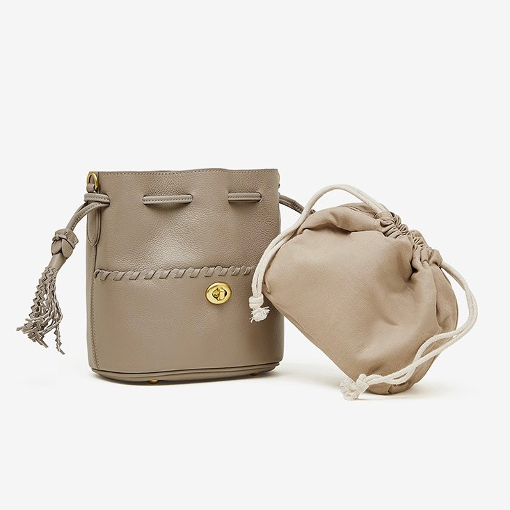 Damen Echtleder Neue Bucket Fringe Handtasche Umhängetasche