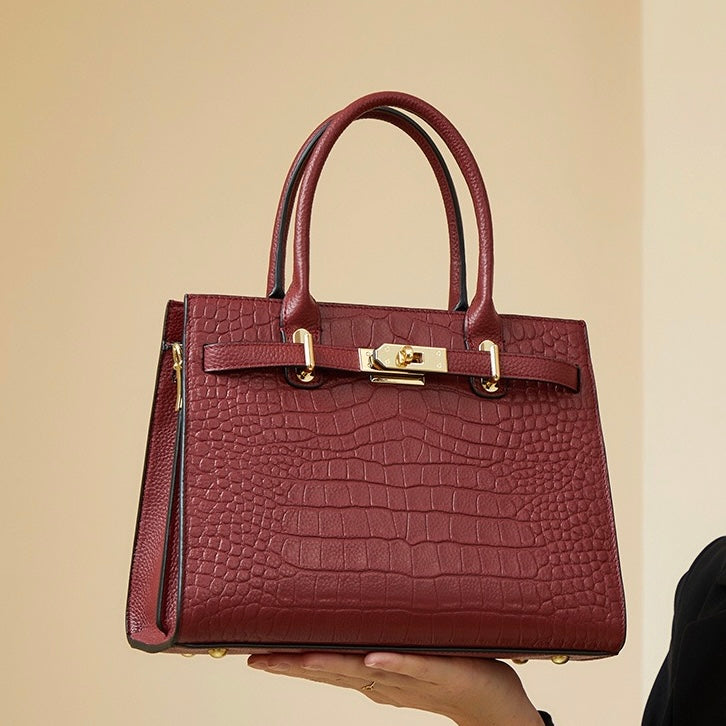 Sac fourre-tout classique en cuir véritable pour femme