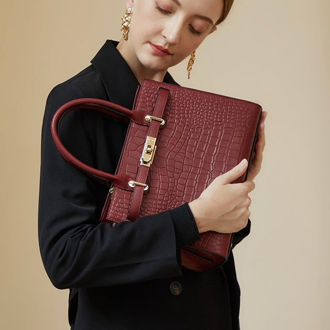 Sac fourre-tout classique en cuir véritable pour femme