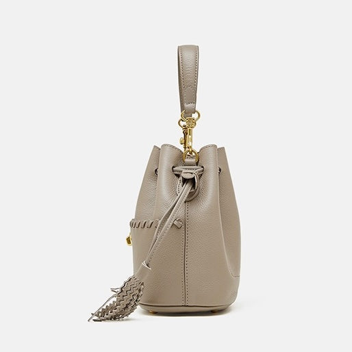 Damen Echtleder Neue Bucket Fringe Handtasche Umhängetasche