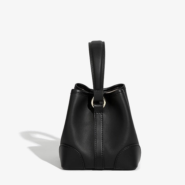 Mini-Eimer-Handtasche aus echtem Leder mit Premium-Verschluss, Umhängetasche für Damen