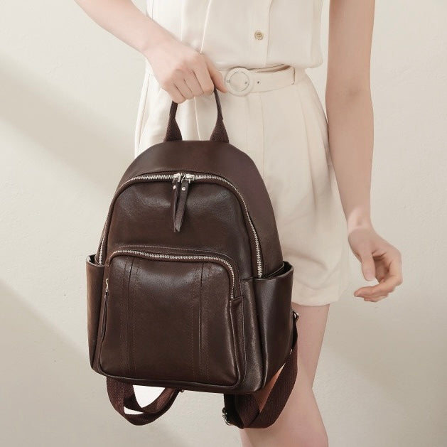 Stylish Large Capacity Soft Leather Multifunctional Women's Genuine Leather Backpack