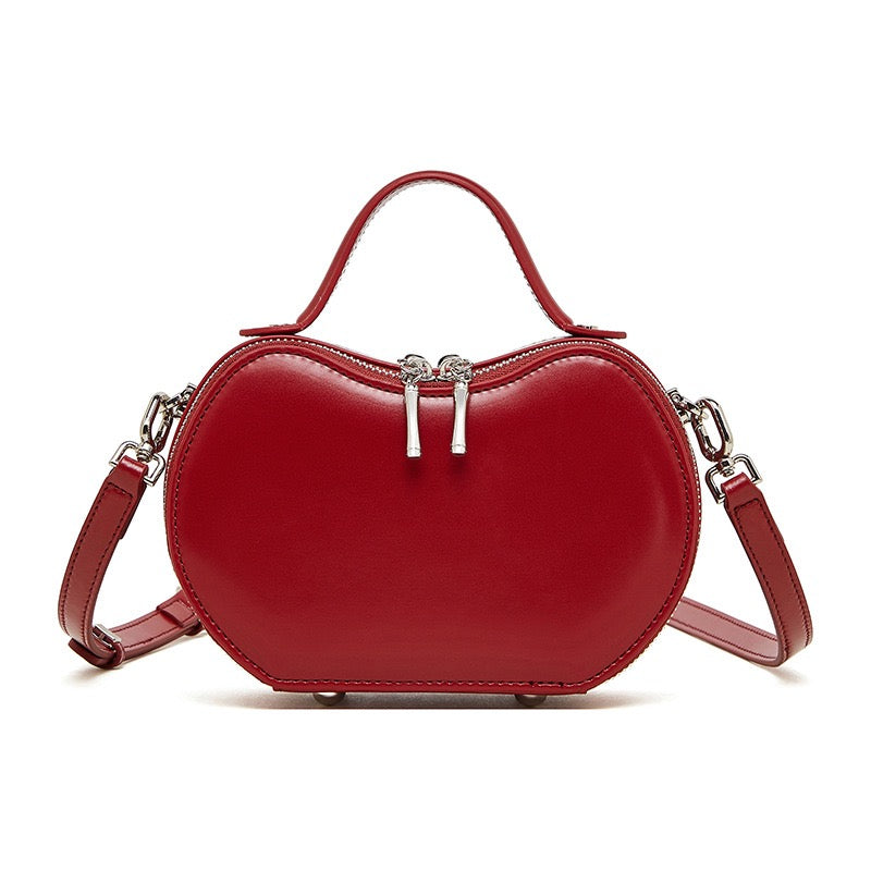 Sac à main unique en cuir véritable pour femme en forme de pomme