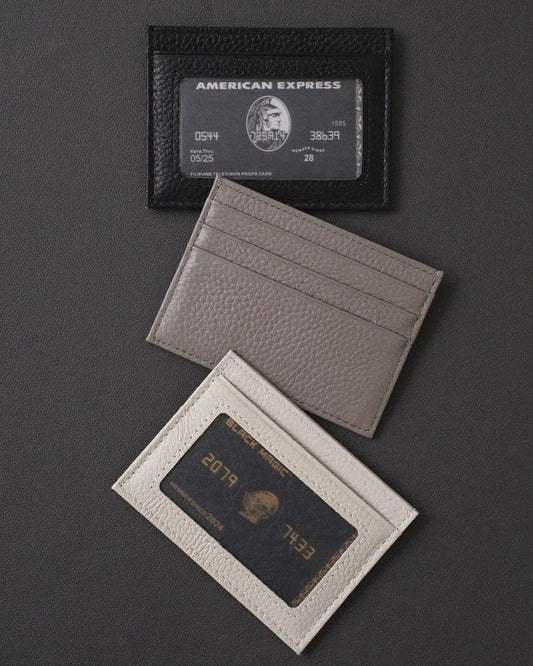 Ultra-Slim Pebbled Leather Card Holder with ID Window