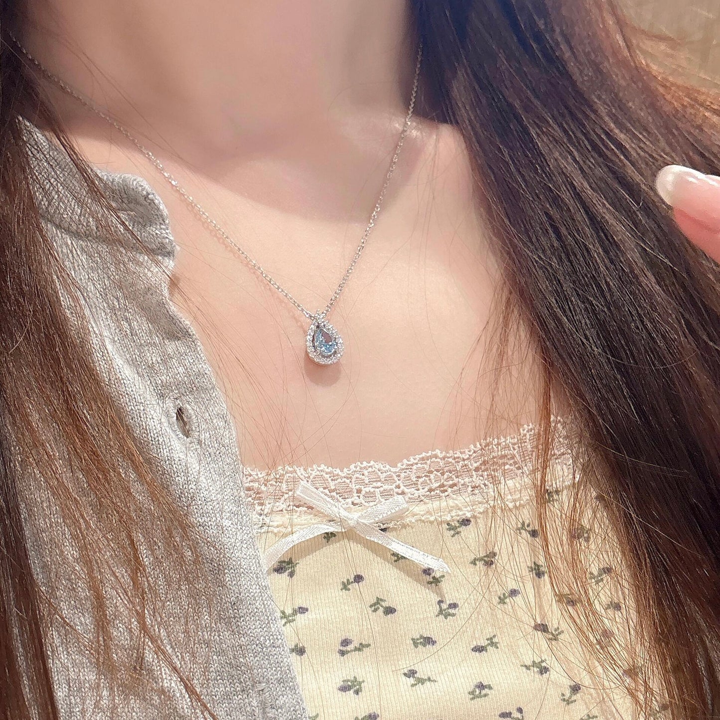 Ocean Blue Mermaid Tear Necklace