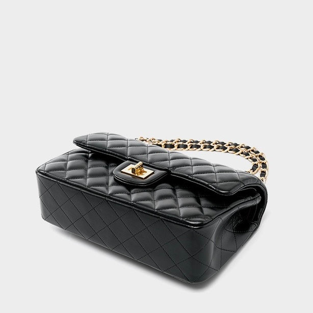 Geantă de umăr crossbody pentru femei, din piele naturală, cu model matlasat, inspirată