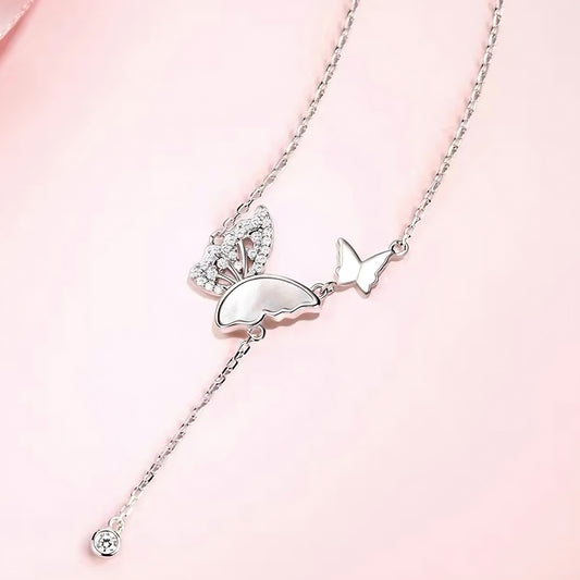 Celestial Butterfly Aura Lariat Necklace