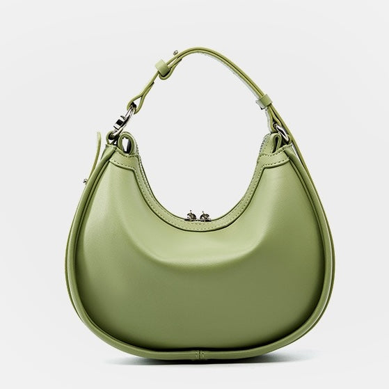 Sac bandoulière en cuir de vachette tissé à la main pour femme, motif croissant de lune