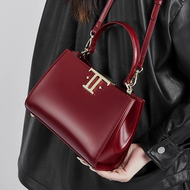 Women’s Genuine Leather Mini Commuter Tote – Dual Clasp Edition