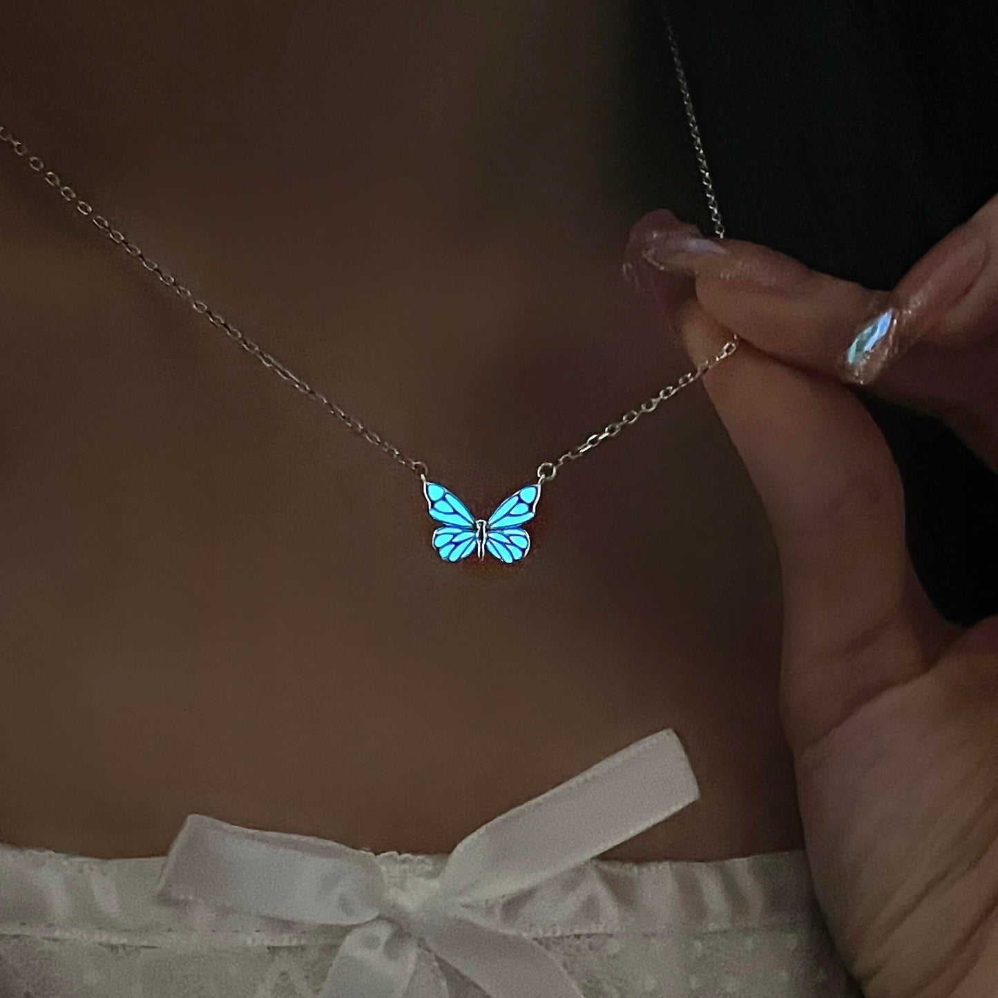 Conjunto 2 en 1 de joyería con mariposa azul soñadora