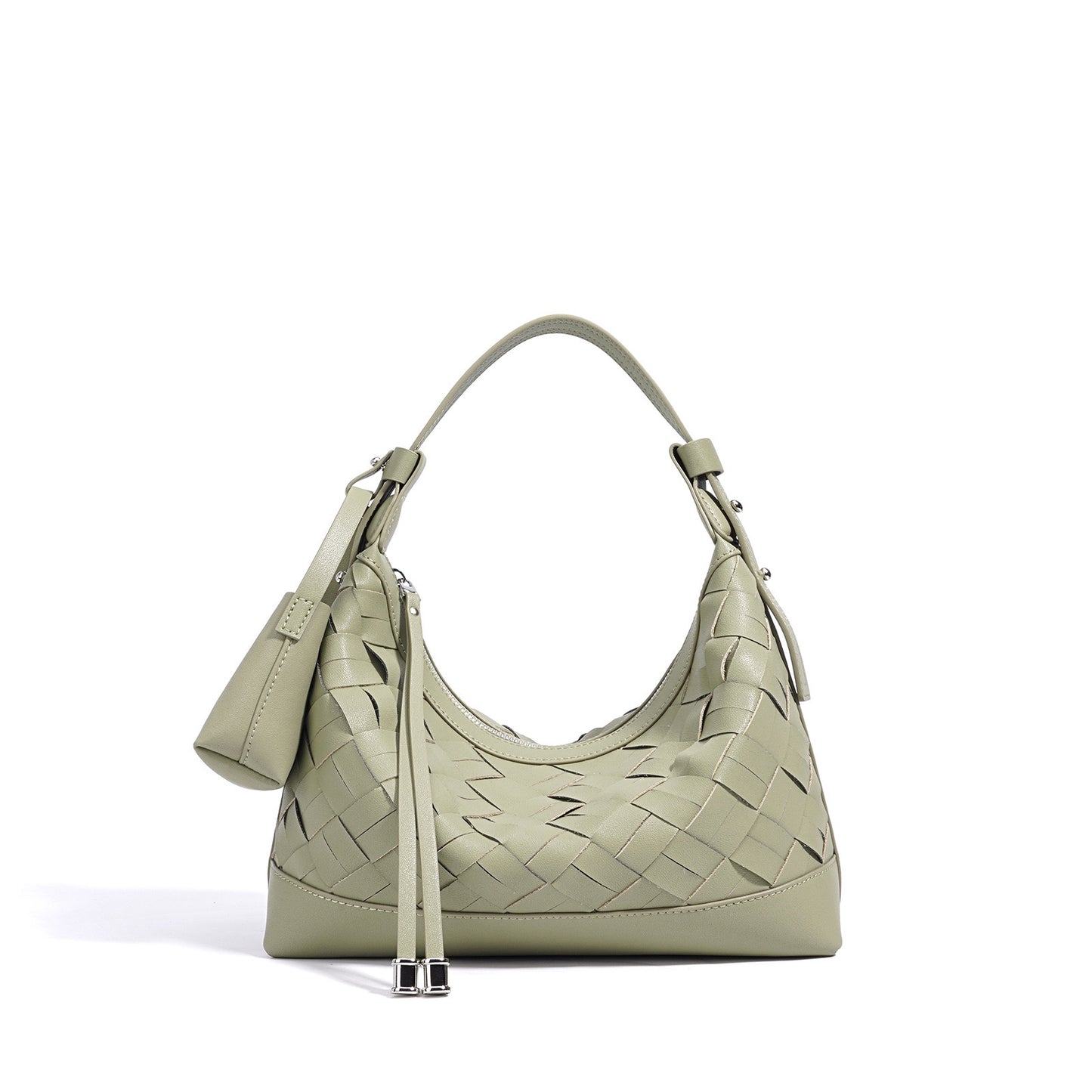 Bolso de hombro y bandolera trenzado de cuero genuino para mujer