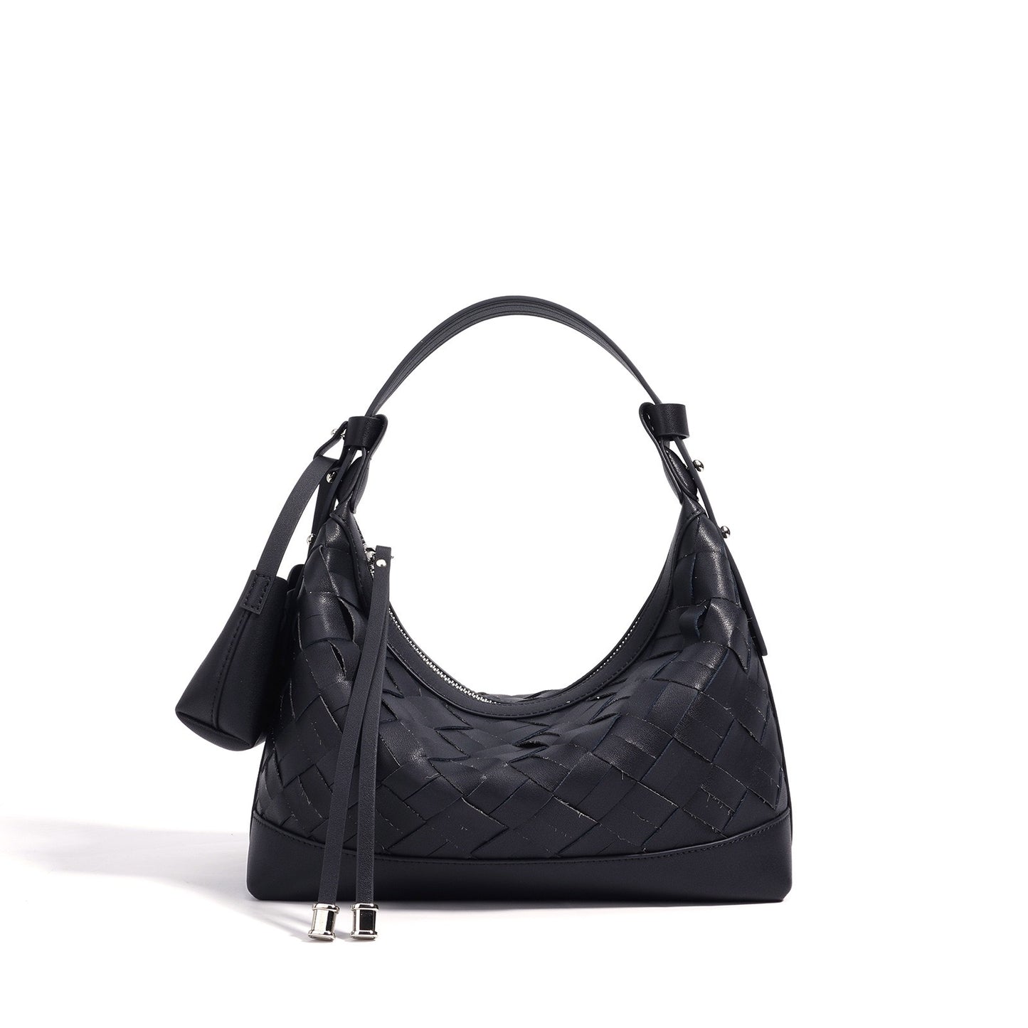 Bolso de hombro y bandolera trenzado de cuero genuino para mujer