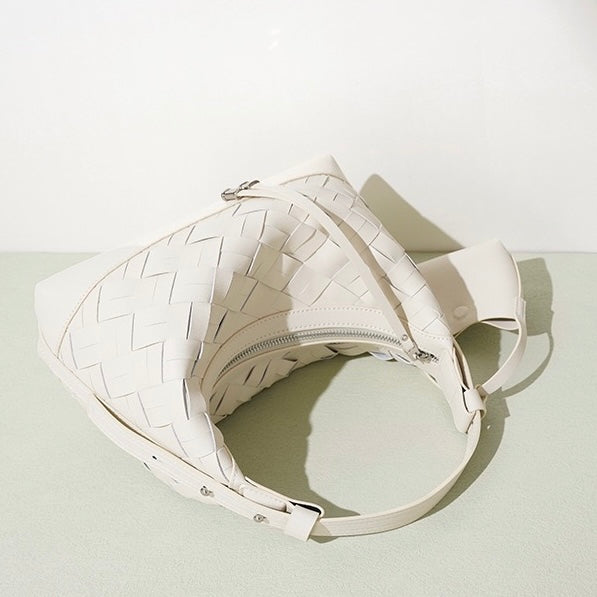 Bolso de hombro y bandolera trenzado de cuero genuino para mujer