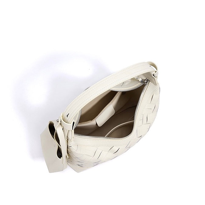 Bolso de hombro y bandolera trenzado de cuero genuino para mujer