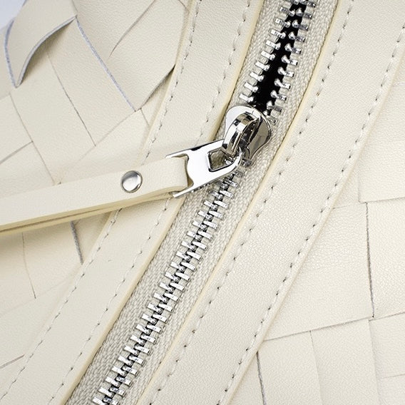 Bolso de hombro y bandolera trenzado de cuero genuino para mujer