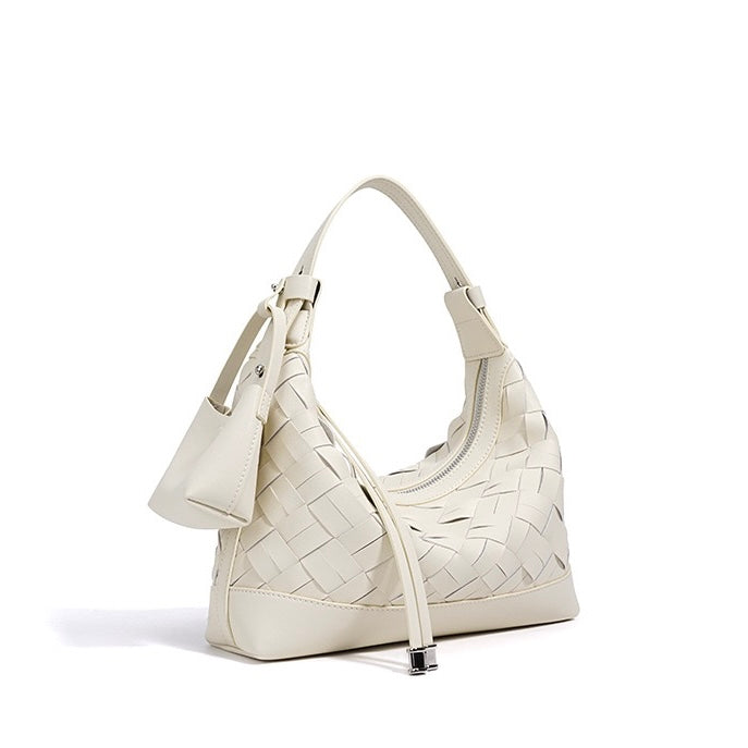 Bolso de hombro y bandolera trenzado de cuero genuino para mujer