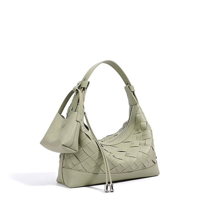 Bolso de hombro y bandolera trenzado de cuero genuino para mujer