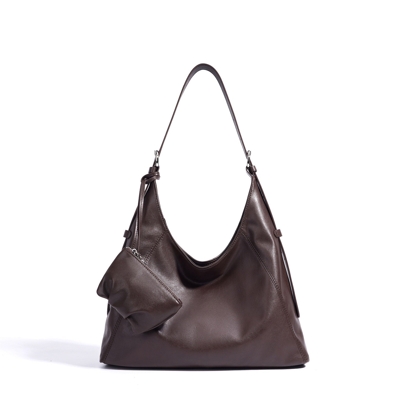 大西 MINIMAL LEATHER SHOULDER BAG 2926B Women's Genuine Leather Minimalist Slouchy Shoulder Bag