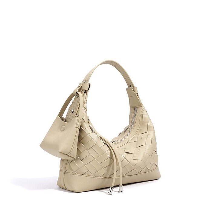 Bolso de hombro y bandolera trenzado de cuero genuino para mujer