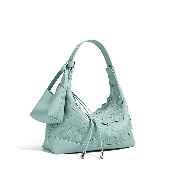 Bolso de hombro y bandolera trenzado de cuero genuino para mujer