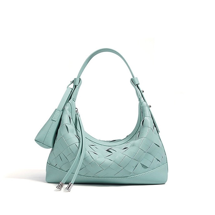 Bolso de hombro y bandolera trenzado de cuero genuino para mujer