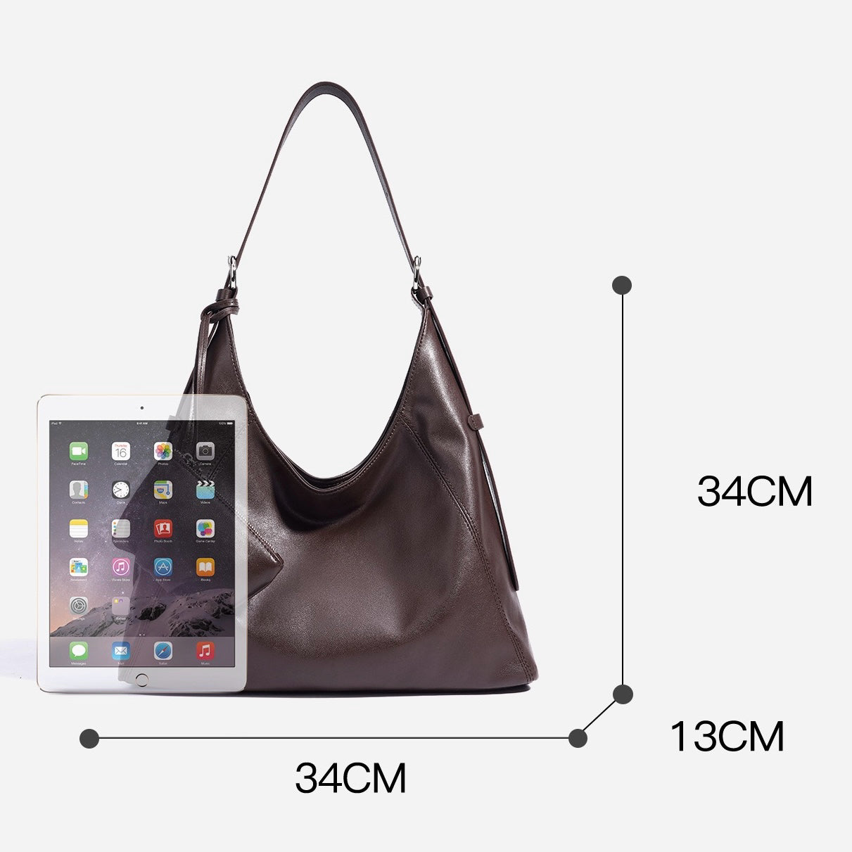 Minimalistische, lässige Umhängetasche aus echtem Leder für Damen