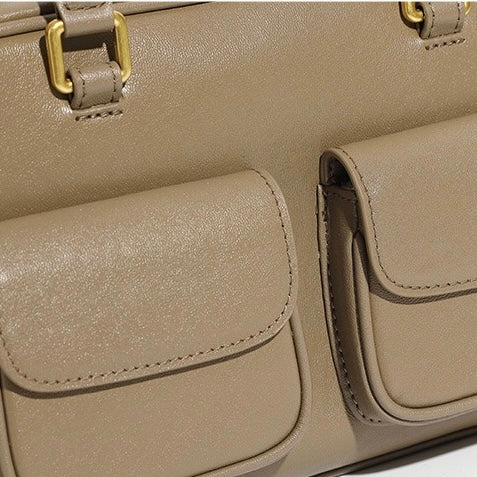 Vintage Damen Echtleder Bowling Bag Schultertasche